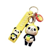 Skindy Lady Girl Cute PVC Panda Keychain Creative Holiday Gift Animal Pendant Car Key Pendant Metal Key Ring