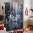 thumbnail image 3 of Valentine's Day Shower Curtain Love Heart Swans Lake Bathroom Curtains with Hooks, Waterproof Fabric Winter White Feather Bath Shower Curtains Set for Bathroom Bathtubs Valentines Decor 72x72 Inch, 3 of 9