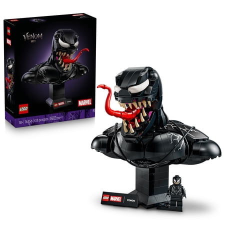 LEGO Marvel Venom Bust - Collectible Building Set for Adults, Ages 18+ - Home Office, Desk or Book Shelf Decor - With Venom Minifigure - Gift for Men & Women - 76356