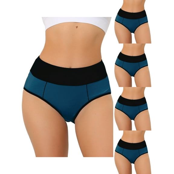 NOMADIC NOOK Women's High Waist Tummy Control Color-Block Brief 5 Packs