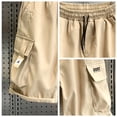 thumbnail image 7 of DDAPJ pyju Summer Shorts for Women Cotton Linen Cargo Shorts Drawstring High Waisted Knee Length Bermuda Shorts with Multi Pockets Beige S, 7 of 7