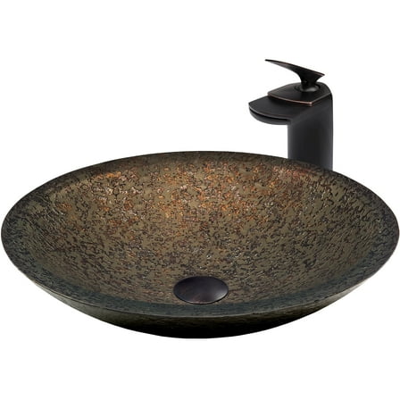 Novatto NSFC-031057ORB LAGHETTO Glass Vessel Bathroom Sink Set, Oil Rubbed Bronze