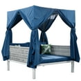 thumbnail image 5 of Harper & Bright Designs Outdoor Patio Sunbed Daybed with Canopy, Metal Frame Outdoor Sunbed with Curtains and Rope Weaving for Courtyard Garden Balcony, Blue, 5 of 13