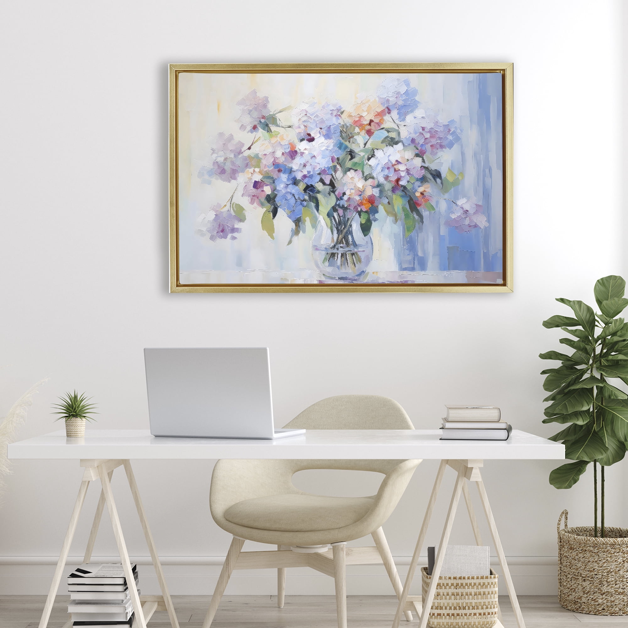 Stupell Industries In Full Bloom Bouquet Gold Framed Floater Canvas Wall Art, design by Creative Studio