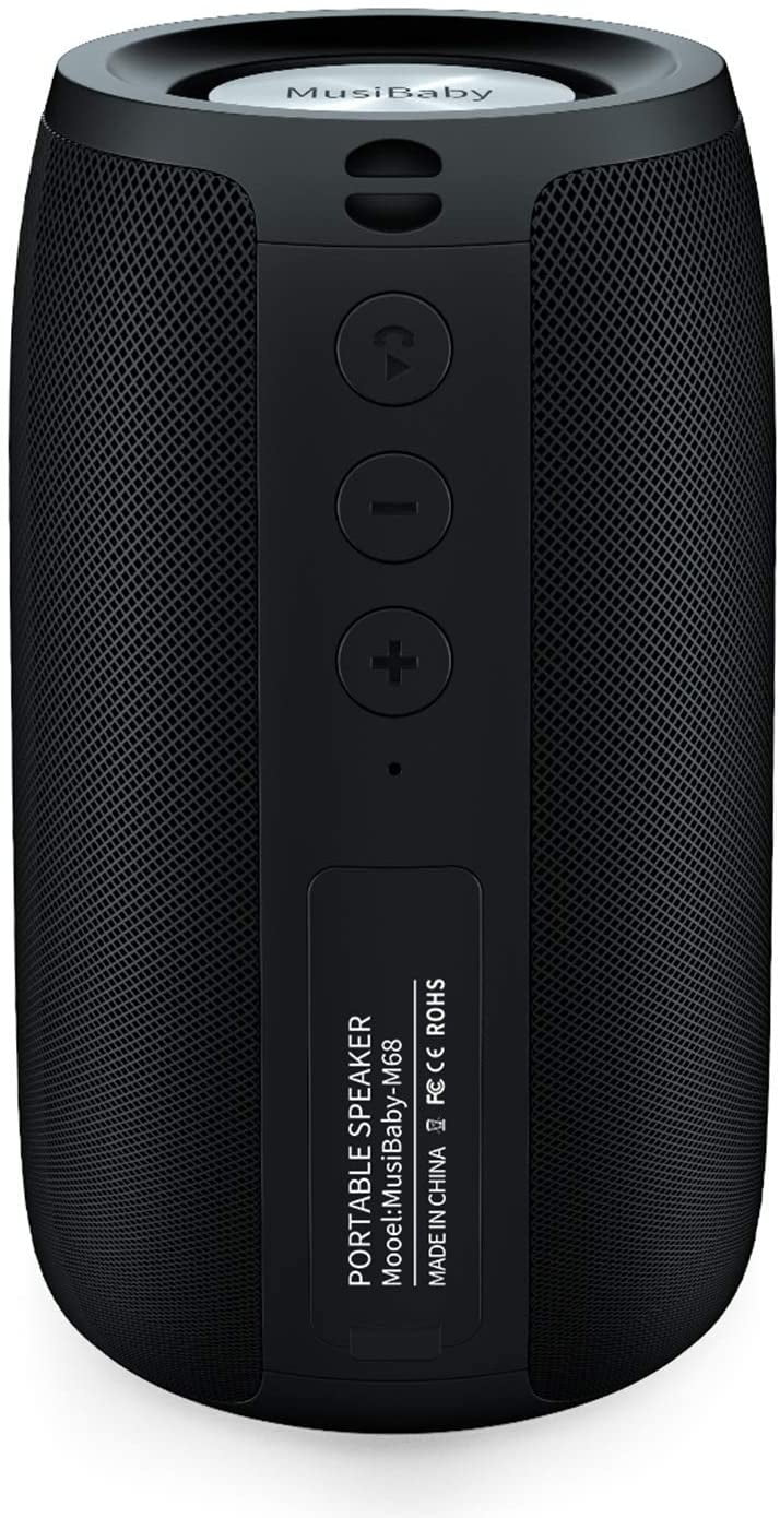 Portable,Waterproof,Wireless Speakers,Dual Pairing Bluetooth 5.0,Loud Stereo,Booming Bass,1500 Mins Playtime for Home&Party Black Bluetooth Speaker,MusiBaby Speaker,Outdoor