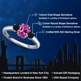 thumbnail image 2 of Gem Stone King 925 Sterling Silver Pink Created Sapphire and Black Onyx Engagement Ring for Women | 1.16 Cttw | Oval 7X5MM | Gemstone September Birthstone | Size 8, 2 of 6