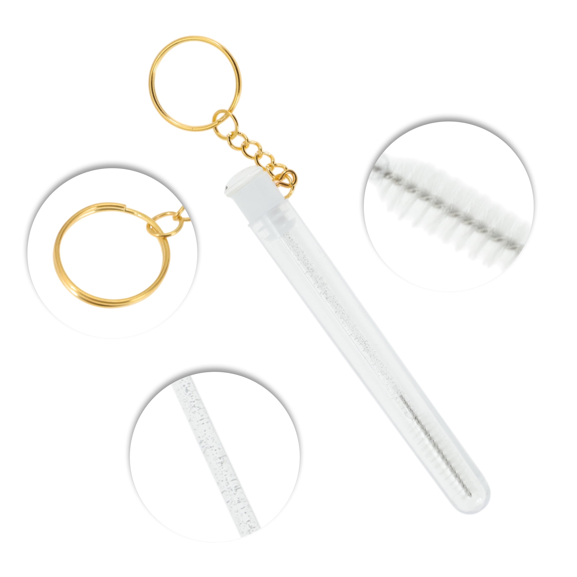 Unique Bargains 1 Pc Compact Eyelash Brush in Tube Design with Gold-Tone Buckle White