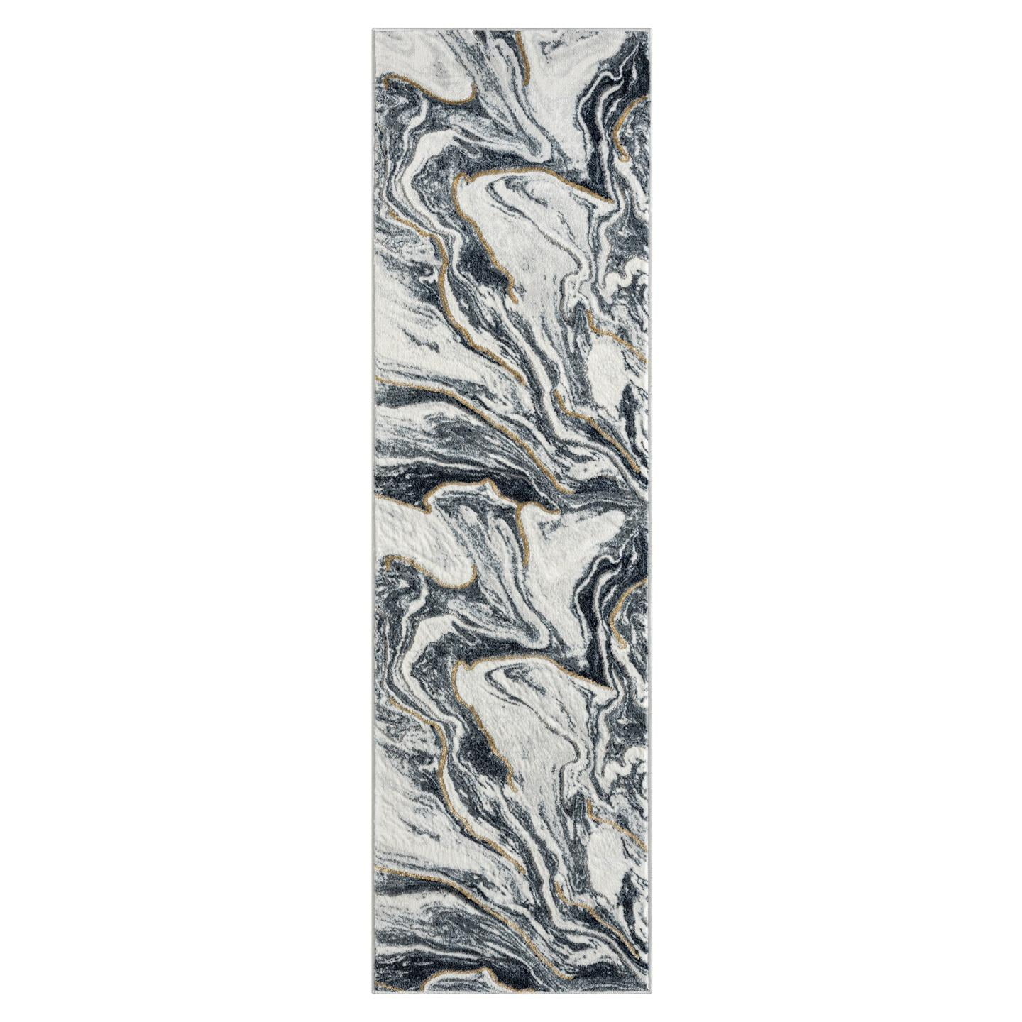 Luxe Weavers Marble Abstract Blue 2x7 Area Rug Indoor Area Rug for Living Rooms