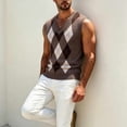 thumbnail image 5 of Baeitkot Men's V-Neck Sleeveless Top Men's Colorblock V-Neck Sleeveless Knit Sweater Casual Layering Top Brown Free Size, 5 of 6