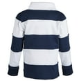 thumbnail image 2 of sportoli174; little boys 100% cotton wide striped long sleeve polo rugby shirt - white (size 3), 2 of 2