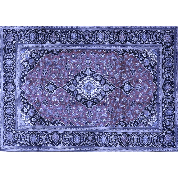 Ahgly Company Machine Washable Indoor Rectangle Medallion Blue Traditional Area Rugs, 6' x 9'