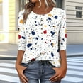 thumbnail image 4 of CYMMPU Tunic Tops Button up V Neck Blouses for Women Dressy Casual Flower Printed 3/4 Sleeve Loose Fit Spring Tops Summer Fashion Shirts Business Elegant Work Topss White XL, 4 of 7