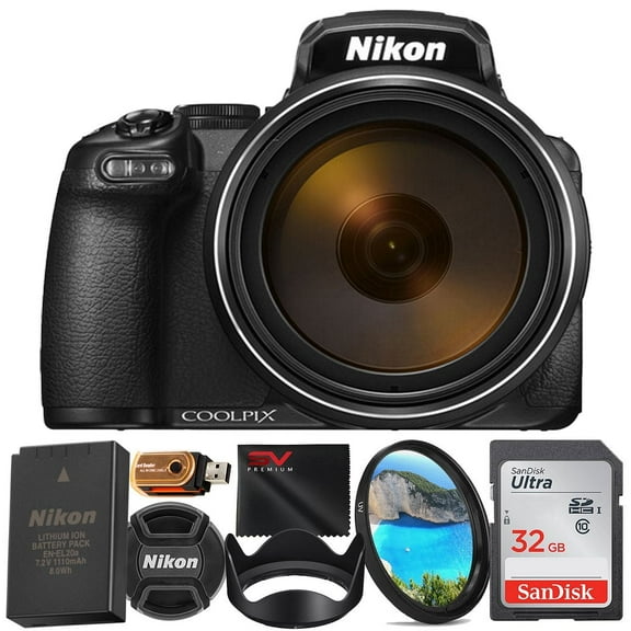 Nikon COOLPIX P1100 125x Super Zoom Compact Digital Camera   SanDisk 32GB Memory Card   Cleaning Pen   SV Premium Starter Bundle (International Version)