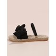 thumbnail image 3 of Women Ribbed Knit Bow Espadrille Open Toe Slide Sandals, Vacation Outdoor Polyester Flat Sandals, 3 of 4