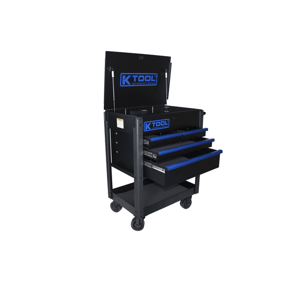 K Tool International Service Cart 35 Inch Premium 4 Drawer 500 Pound (Matte Black/Blue)