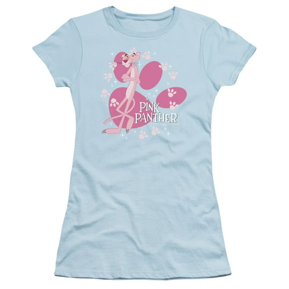 Pink Panther Walk All Over Junior Women's T-Shirt Sheer Light Blue