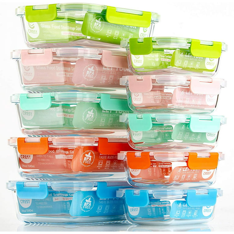 C CREST Glass Locking Meal Prep Containers, 10-Pack