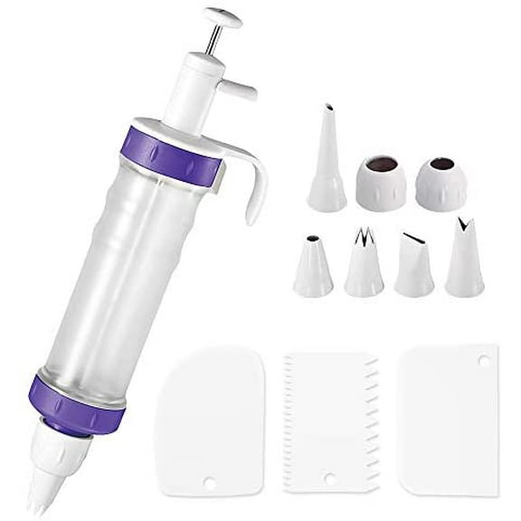 Dessert Decorating Syringe Set, Icing Dispenser Cupcake Filling Injector, 7 Icing Nozzles, 3 Cream Scrapers Frosting Making Dessert Cream Piping Syringe Nozzles Kits for Cake Cookies Decoration