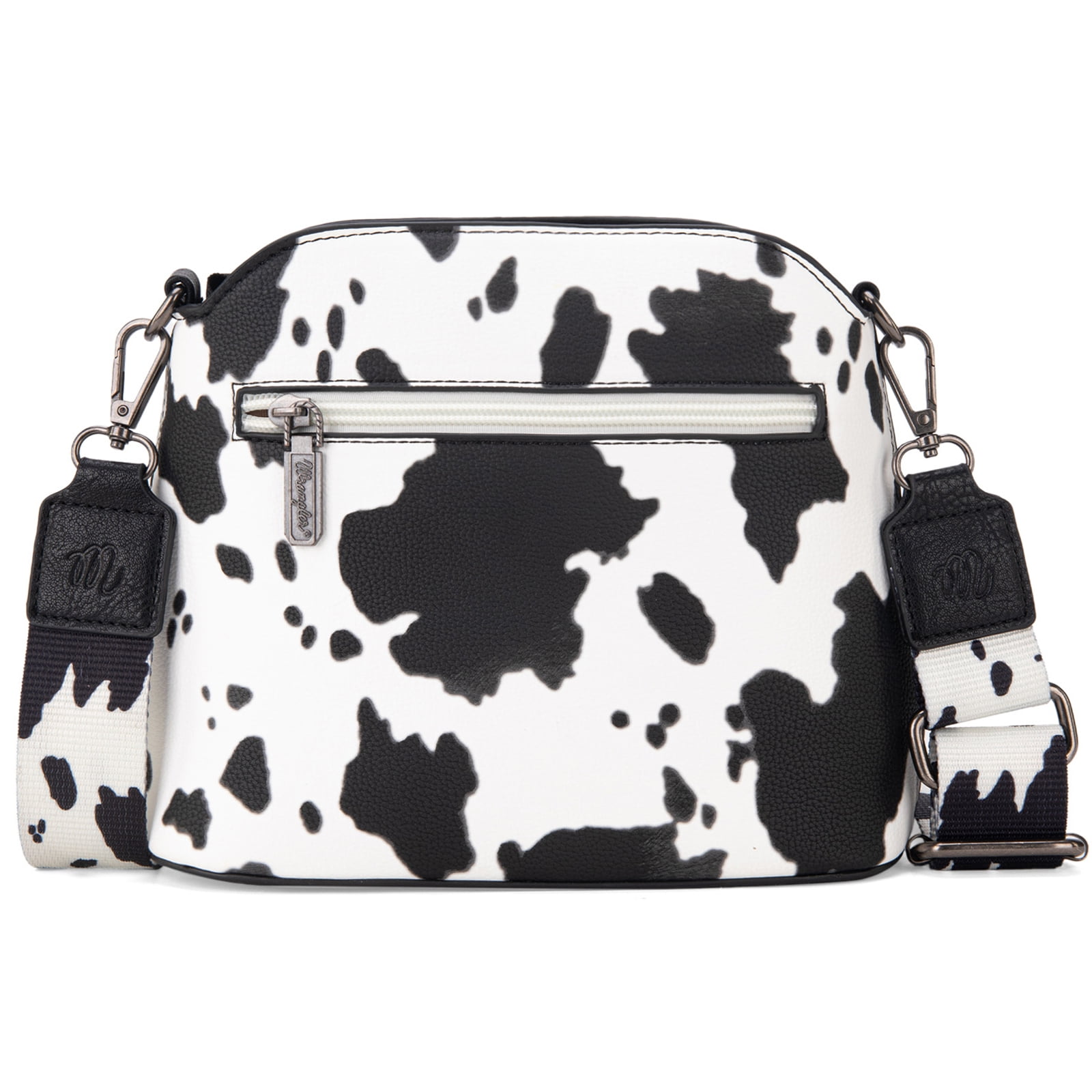 Wrangler Cow Print Crossbody Bag for Women Western Cross Body Purse with Signature Strap, Black