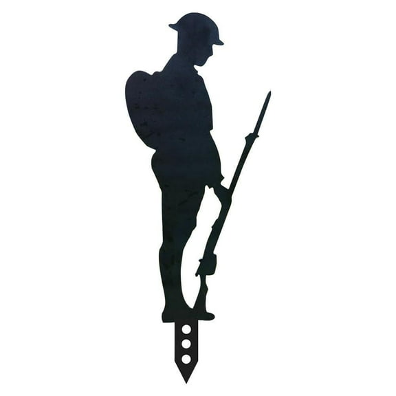 Metal Soldier Garden Statue, Lest We Forget Silhouette, Military Memorial Stake, Rusted Metal Decor, Remembrance Day