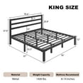 thumbnail image 4 of E-motie King Size Metal Platform Bed Frame with Headboard, Heavy Duty Metal Slat Mattress Foundation, Easy Assembly, No Box Spring Needed, Black, 4 of 8
