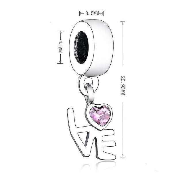 Colgante de plata de ley 925 Love Pink Dangle Charms Bracelet Charms Bead para hacer amuletos de mujer LingWen 8390615578837