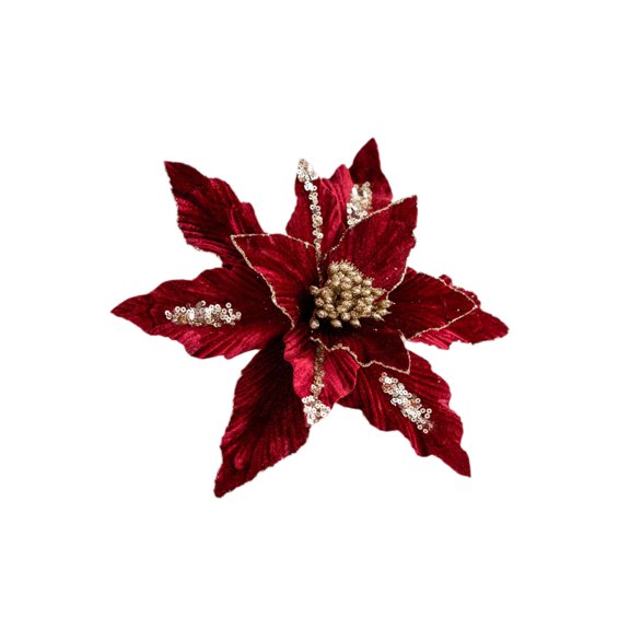 Bwiyojiz Christmas Decorations High Grade Flannel Powder Simulation Flower Tree Decoration Pendant, Gifts for Sisters, Red