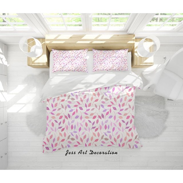 3D Rojo Púrpura Hojas Funda de edredón Set Ropa de cama Set Funda Nórdica Fundas de almohada Sf32