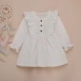 thumbnail image 2 of Staki Kids Dress Toddler Baby Girl Fall Winter Clothes Long Sleeve Ruffle Shirt Infant Girl Dress(White,18-24 Months), 2 of 2