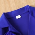 thumbnail image 6 of mgoYE Girl's Formal Wear 2 Piece Outfits Button Ruffle Hem Puff Sleeve Blazer and Flare Pants Suit Set(Blue,3-4 Years), 6 of 9