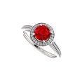 thumbnail image 1 of Bague Zircone Cubique Accentuée avec Halo de Rubis en Argent 925, 1 of 8