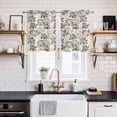 thumbnail image 2 of 2 Panels Kitchen Tier Curtains 39 Inch Length, Vintage Floral Grommets Window Treatment Curtain, Grey Spring Dandelion Plants Flower Botanical Thermal Curtains Drapes for Living Room/Bathroom, 2 of 9