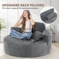 thumbnail image 6 of Hawsaiy 56.3" Oversized Round Chaise Lounge Sofa, Deep Seat Sleeper Loveseat with 3 Supportive Pillows, Wide Armrest, No Assembly Required, Corduroy Fabric Sofa Bed for Living Room or Bedroom, 6 of 10