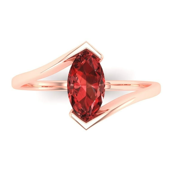 Solitaire Engagement Ring for Women - 2ct Natural Garnet in 18K Rose Gold Promise Ring