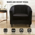 thumbnail image 2 of SHANNA Velvet Tub Chair Covers, 2 Pieces Stretch Modern Armchair Slipcovers Non Slip Sofa Couch Slipcover for Club Bar Counter Living Room Reception,With Separate Cushion Cover, Black, 1 Pack, 2 of 12