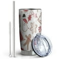 thumbnail image 2 of 20oz Tumblers White Christmas Cookie Pattern Stainless Steel Vacuum Insulated Double Wall Travel Tumbler Cups Mug with Lid and Straw,Cleaning Brush for Cold & Hot Drinks, 2 of 7