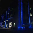 thumbnail image 4 of Foco LED de colores para exteriores, luz de pared con haz RGB rojo, verde y azul, resistente al agua IP66, mando a distancia para iluminación de paisajes exteriores, azul, 4 of 5