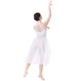 thumbnail image 6 of IBTOM CASTLE Women Lyrical Dance Costumes Lace Flower Embroidery Spliced Tulle Dress Flowy Chiffon Leotard Skirt XS White, 6 of 8