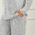 thumbnail image 6 of SUNBS Long Sleeve Lounge Sets for Women Casual Two Piece Outfits Wide Leg Pants with Pockets Crewneck Pajamas Clothing, 6 of 7