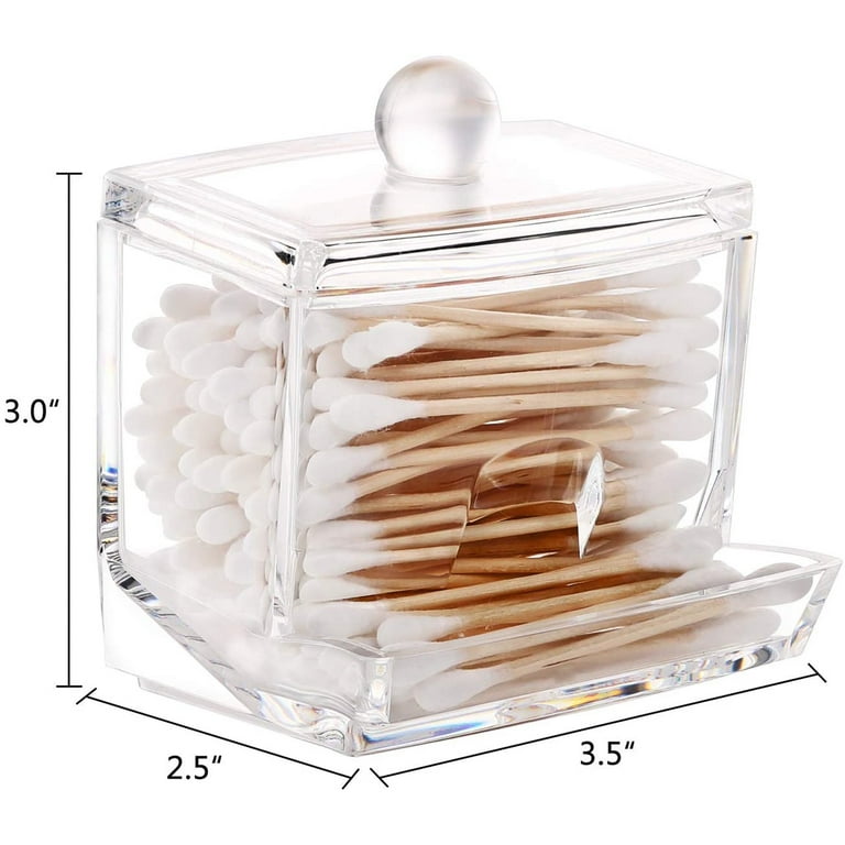 Acrylic Qtip Holder, Clear Small Cotton Swab Dispenser, Plastic