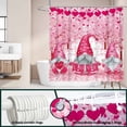thumbnail image 4 of Valentine''s Day Gnome Shower Curtain Love Heart Pink Flower Tree Home Bathtubs Bathroom Curtain Decoration Set 12 Hooks Washable Durable Polyester Fabric 72"x72", 4 of 4