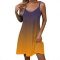 thumbnail image 2 of summer dresses for women 2024 Casual Sundress Summer Camisole Boho Beach Dress V Neck Tank Dresses Beach Dress wedding guest dresses for women Orange Polyester M, 2 of 6