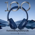 thumbnail image 2 of EAORUL Auriculares inalámbricos Bluetooth con cancelación activa de ruido - Tiempo de reproducción de 100 horas, graves profundos, viajes (azul), 2 of 5