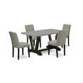 thumbnail image 2 of East West Furniture V696AB106-5 5-Pc Dinette Set - 4 Kitchen Chairs and 1 Modern Rectangular Wire Brushed Black Kitchen Table with High Chair Back - Linen White Finish, 2 of 10
