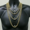 thumbnail image 3 of 14K Gold Plated Stainless Steel Cuban Curb Chain Necklace Bracelet 3/5/7/9/11mm, 3 of 9