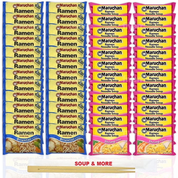 Maruchan Ramen Instant Noodle Soup Variety, 2 Flavors - 24 Packs Oriental & 24 Packs Shrimp , 3 Ounce Single Servings Lunch / Dinner Variety