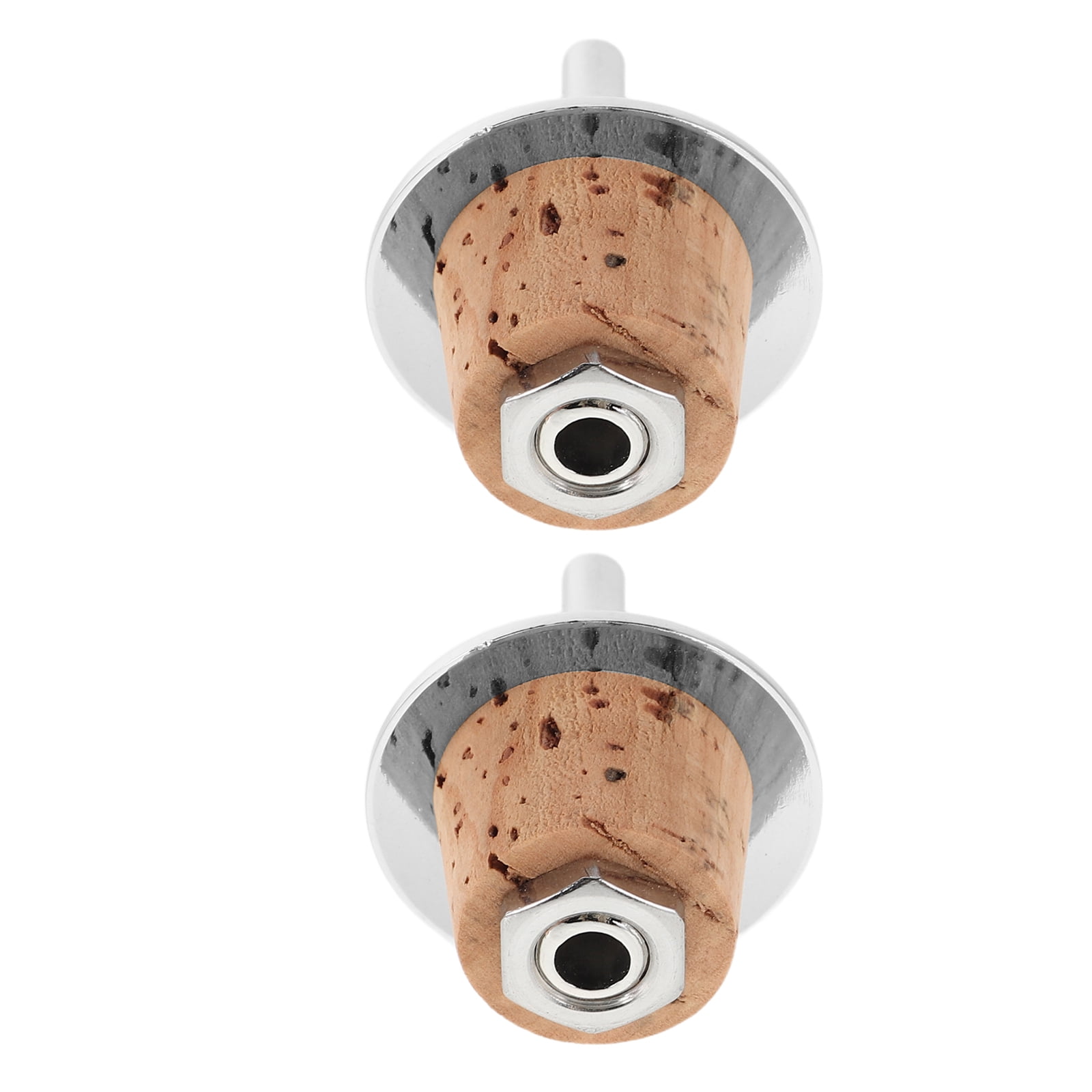 ELAYARD 2Pcs Natural Tapered Cork Stoppers with Plated Silver Pour Nozzles for Home Wine and Liquor Bottles