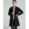thumbnail image 3 of Camii Mia Women's Winter Coat Elegant Notched Lapel Double Breasted Trench Coat Mid Long Outwear, 3 of 7