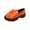 Orange, variant on QQAMB Women's Cute Bowknot Loafers Leather Platform Chunky Lug Sole Slip On Shoes Solid Round Toe Casual Dressy Comfortable Loafers for Women