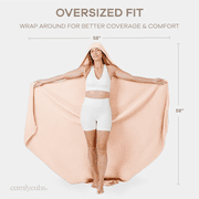 Comfy Cubs Adult Hooded Towel Large, 58 x 58 - Muslin Cotton Wearable Blanket, Blush